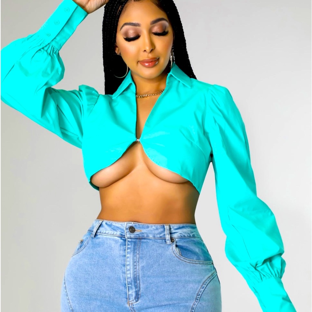 Teal shirt jacket